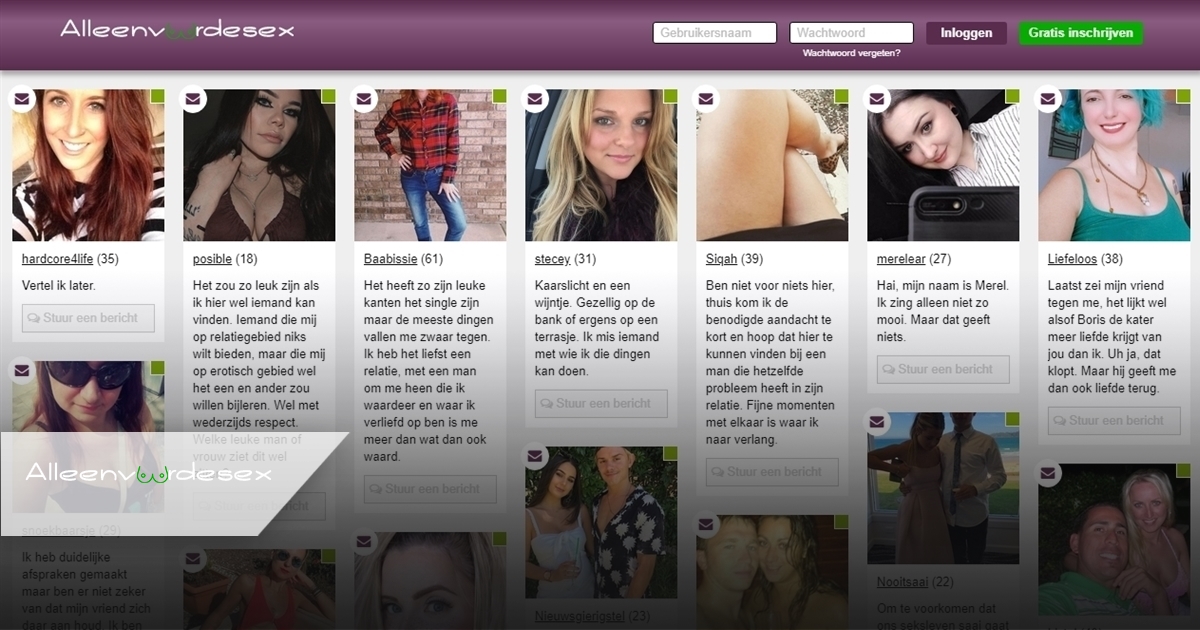 alleenvoordesex is een neppe erotische chatsite met gemodereerde profielen van mensen die sexy zijn en op zoek naar seksueel getinte chats